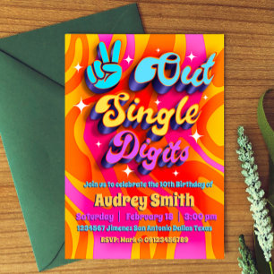 Convite Dígitos Im 10 Do Solteiro Peace Out