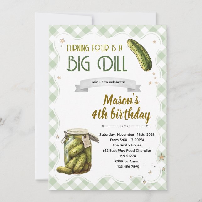 Convite Dill pickle birthday boy invitation (Frente)