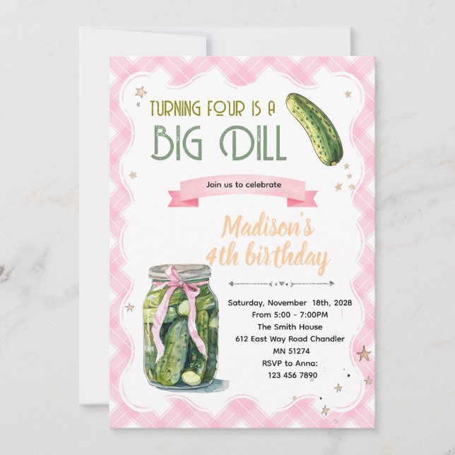 Convite Dill Pickle Birthday girl Invitation (Frente)