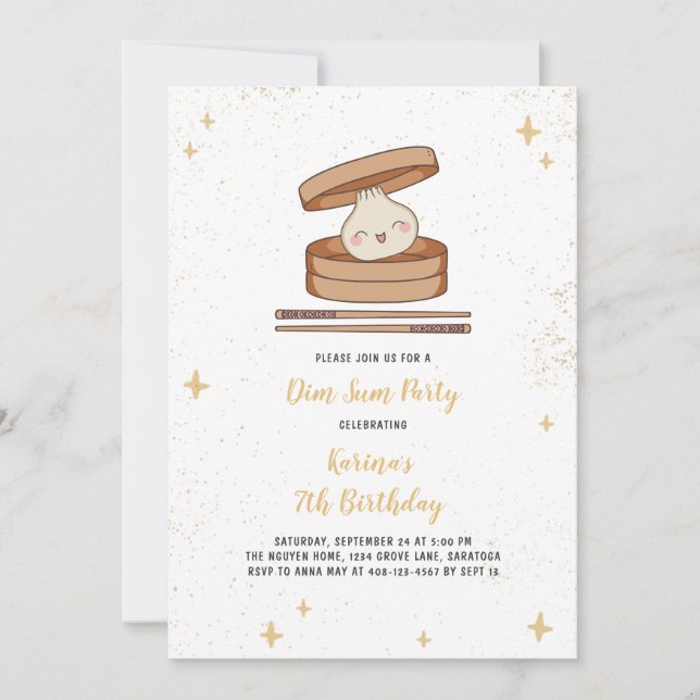 Convite Dim Sum Dumpling Party (Frente)