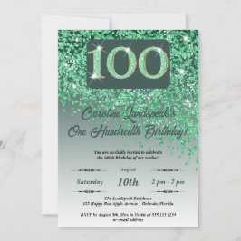 Convite Diminuição do brilho verde da 100ª Festa de aniver