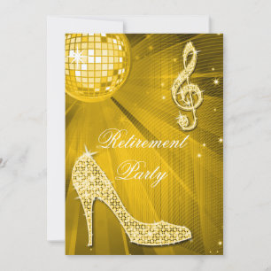 Convite Diminuição Dourada da Bola de Disco e dos Heels 