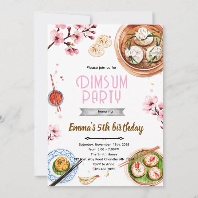 Convite Dimsum birthday party invitation (Frente)