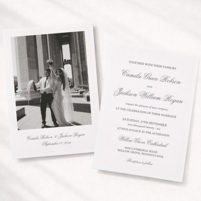 Convite Dinheiro Antigo Atemporal Casamento Preto e Branco (Criador carregado)