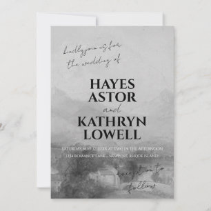 Convite Dinheiro antigo Elegante Romântico Negro e Branco