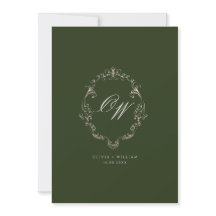 Dinheiro Antigo Verde Oliva Elegante Monograma Cas