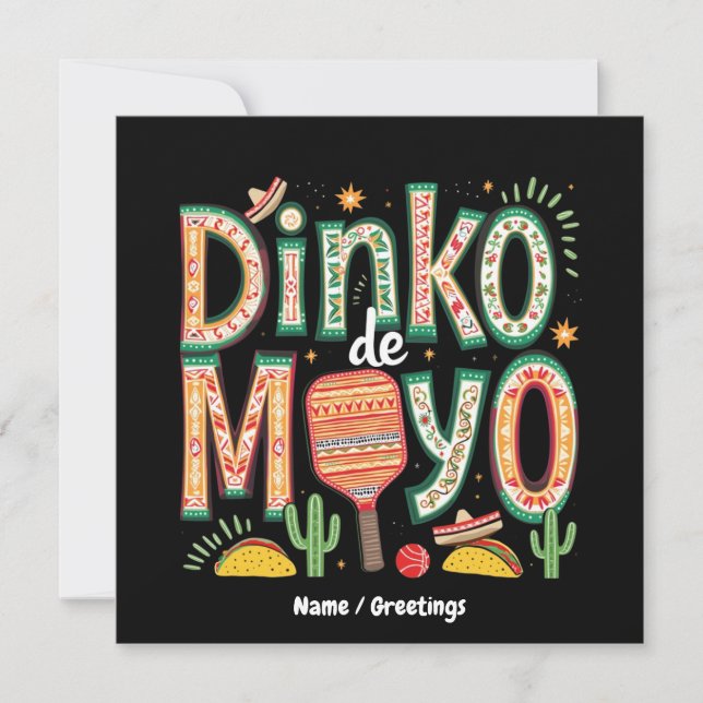 Convite Dinko de Mayo Funny Cinco de Mayo Pickleball Pun (Frente)