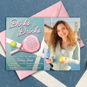 Convite Dinks e Drinks - Aniversário de Pickleball com Fot