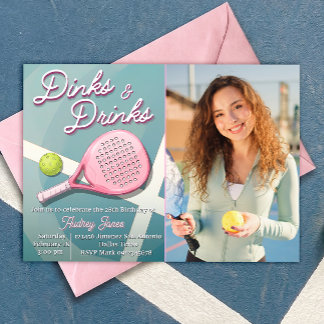 Convite Dinks e Drinks - Aniversário de Pickleball com Fot