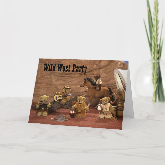 Convite Dinky Bears: Wild West Party (Frente)