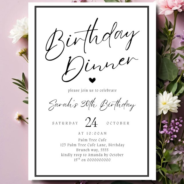 Convite Dinner Party Invitation Template Black Adult Any A (Criador carregado)