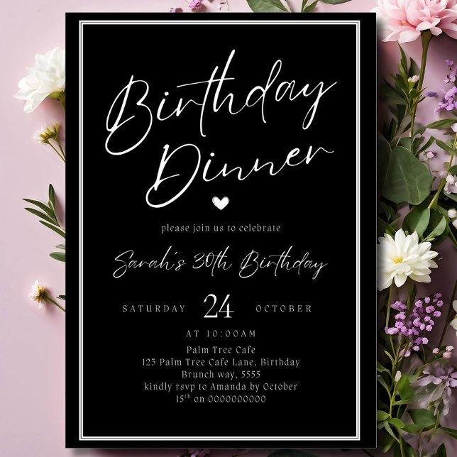 Convite Dinner Party Invitation Template Black Adult Any A (Criador carregado)