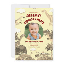 Dino Birthday Convide com Foto - Bebê | Kid Party