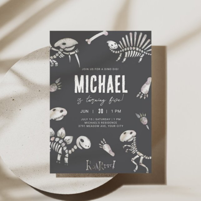 Convite Dino Dig Theme Birthday (Criador carregado)