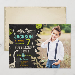 Convite Dino Fóssil Dino Dig Nascido no Partido Dinossauro