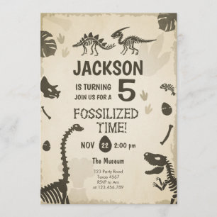 Convite Dino Fóssil Dino Dig Nascido no Partido Dinossauro