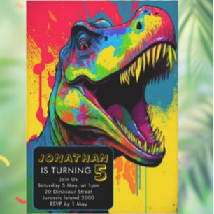 Convite Dino-Mite 5 Birthday