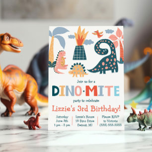 Convite Dino-Mite Dinossauro Quente Festa de aniversário
