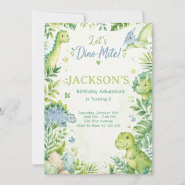 Convite Dino Mite Watercolor Dinosaur Birthday Party Paste
