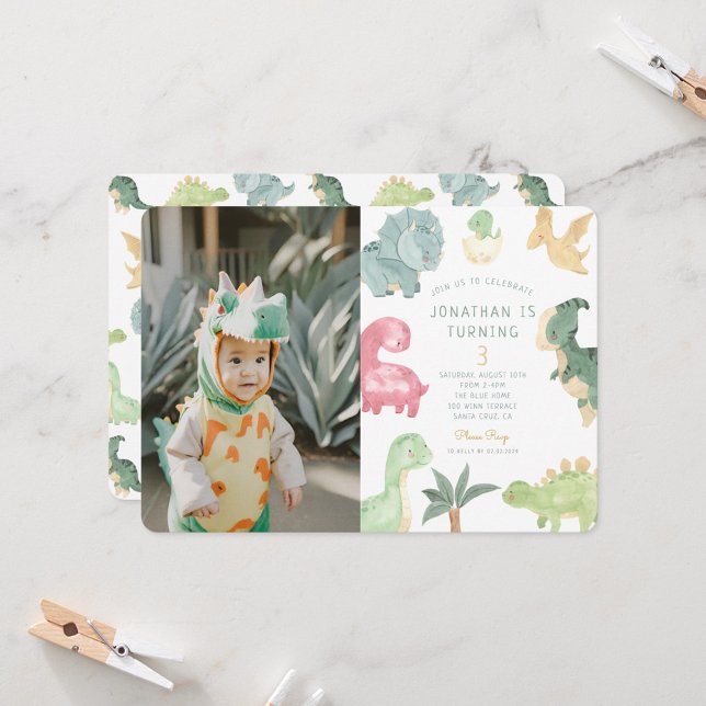 Convite Dino Party Dino mite Foto Aniversário (Criador carregado)