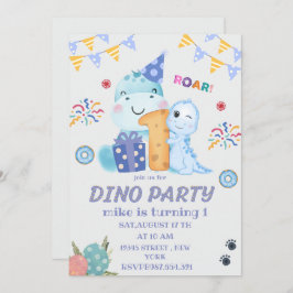Convite Dino Party, primeiro aniversário, dinossauros boni