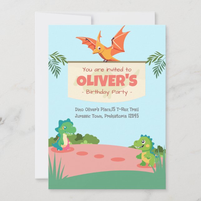 Convite Dino Playground Birthday (Frente)