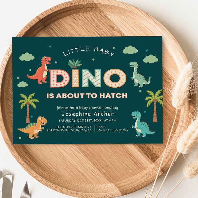 Convite Dino Pronto para Chocar Chá de Bebê de Dinossauro (Criador carregado)