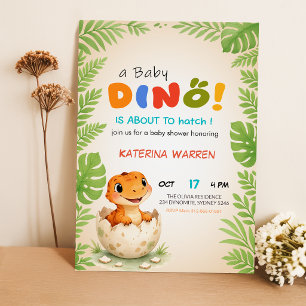 Convite Dino Pronto para Chocar em Breve Chá de Bebê do Di