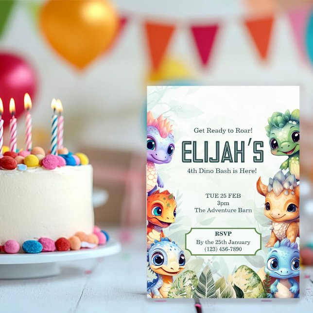 Convite Dino Roar 4º aniversário Bash (Criador carregado)