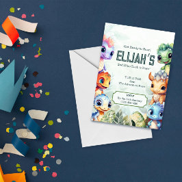 Convite Dino Roar segundo aniversário Bash