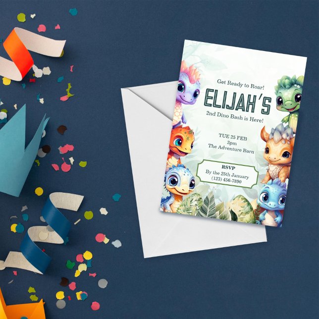 Convite Dino Roar segundo aniversário Bash (Criador carregado)