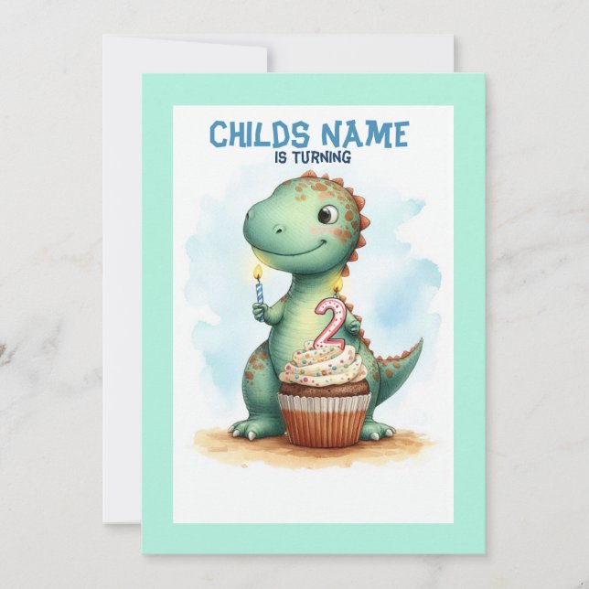 Convite Dino Turning 2 Aniversário (Frente)