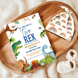 Convite Dino Two rex 2nd boy Dinosaur birthday party