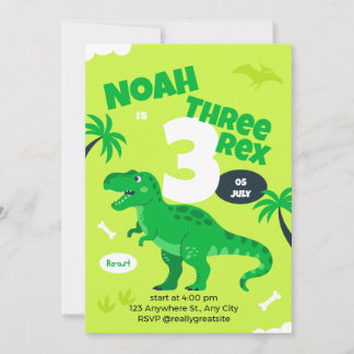 Convite Dinosaur 3rd Birthday Invitation for Boys