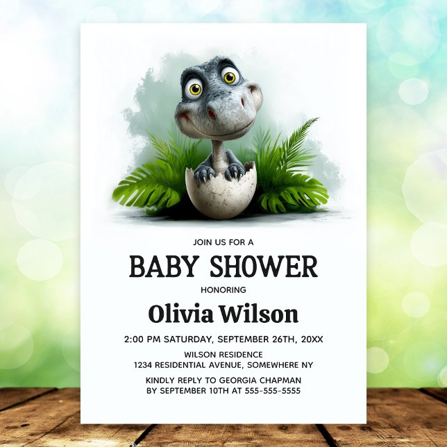 Convite Dinosaur Baby Shower Invitation (Criador carregado)