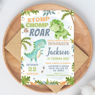 Convite Dinosaur Birthday Invitation Dino Party Invite