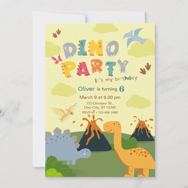 Convite Dinosaur Birthday Party (Frente)