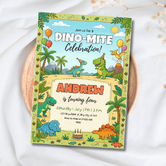 Convite Dinosaur Birthday Party Dino Kids  Jungle Theme