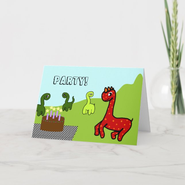 Convite Dinosaur Birthday Party Invitation (Frente)