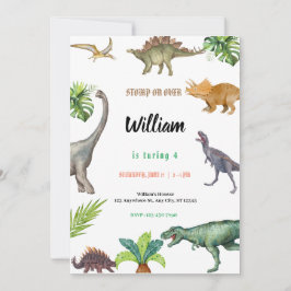 Convite Dinosaur Birthday Party Invitation