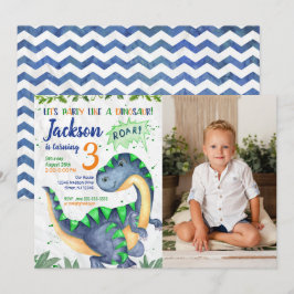 Convite Dinosaur Birthday Photo Invitation for a Boy