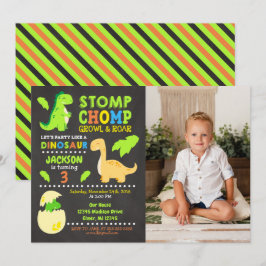 Convite Dinosaur Birthday Photo Invitation for a Boy