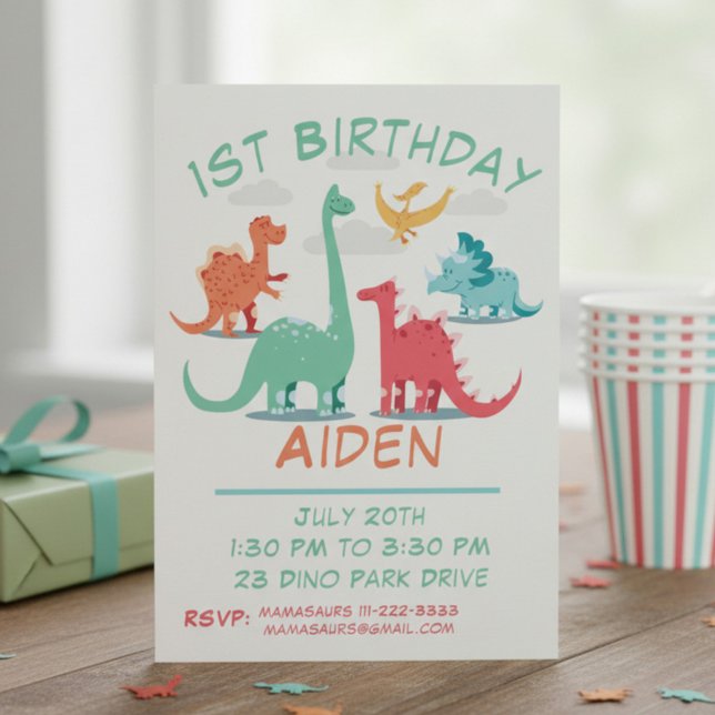 Convite Dinosaur de Aniversário Personalizado (Criador carregado)