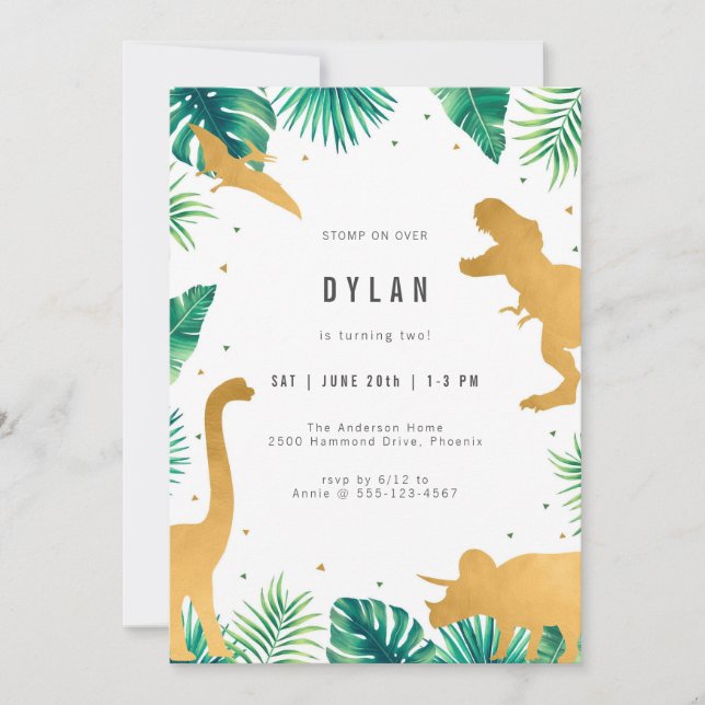 Convite Dinosaur Kids Birthday Party Invitation (Frente)