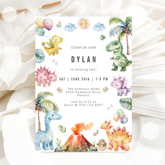 Convite Dinosaur Kids Birthday Party Invitation (Criador carregado)