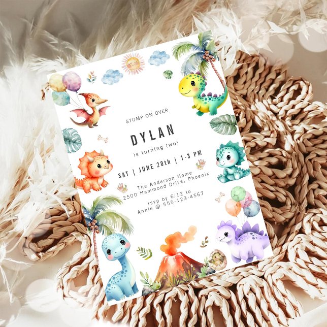 Convite Dinosaur Kids Birthday Party Invitation (Criador carregado)