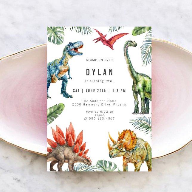 Convite Dinosaur Kids Birthday Party Invitation (Criador carregado)
