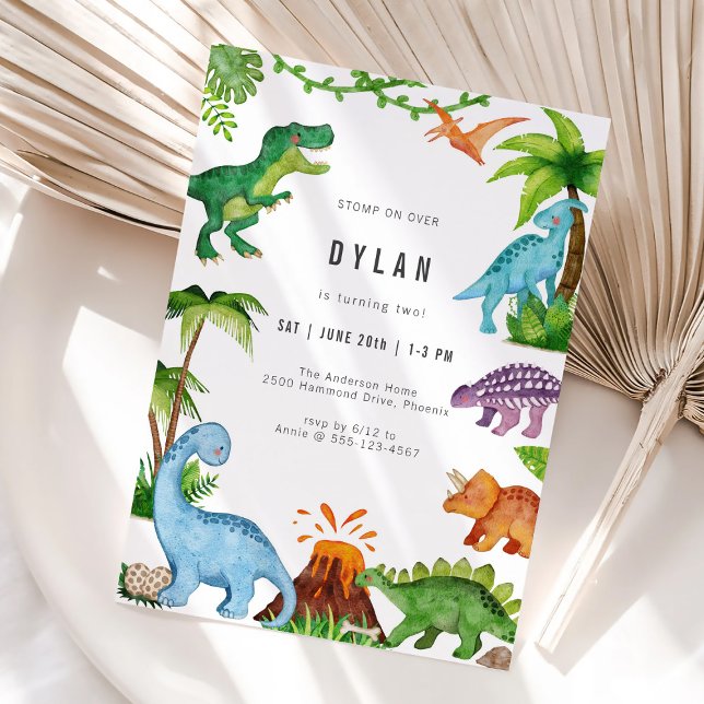 Convite Dinosaur Kids Birthday Party Invitation (Criador carregado)