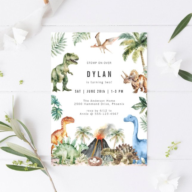 Convite Dinosaur Kids Birthday Party Invitation (Criador carregado)
