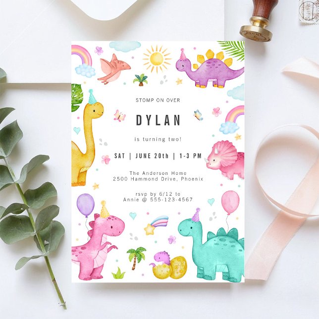 Convite Dinosaur Kids Birthday Party Invitation (Criador carregado)